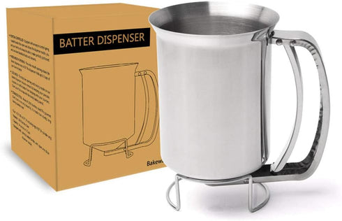 Stainless Steel Pancake Cupcake Batter Dispenser, Great for Cupcakes, Belgian Waffles, Crepes, Muffin Baking (800ml)
