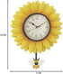 Wall Hanging Flower Clock with Analog Number Face, Sunflower Design