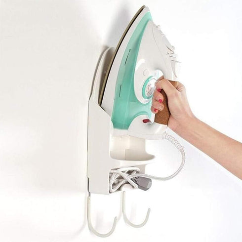 Wall Mount Ironing Board Hanger, Electric Iron Holder, Household Bathroom Shelf Rack for Max 5.2 inch Width (White)