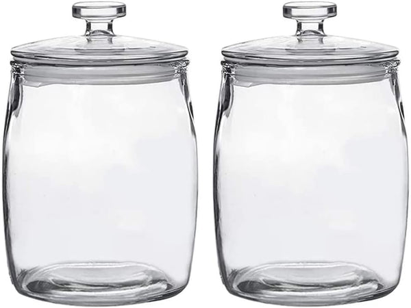 Half Gallon Glass Jars with Lid, Set of 2 Wide Mouth Cookie Jars for Kitchen Storage and Organization