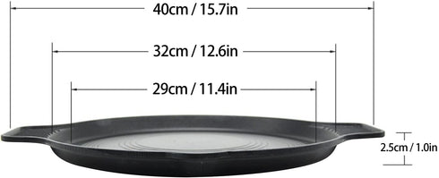 Korean BBQ Grill, Cast Iron Round Non Stick Grill Plate for Induction Cooktop and Stove