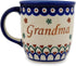 Polish Pottery 11 oz Babcia - Grandma Mug with Hearts and Flowers Theme