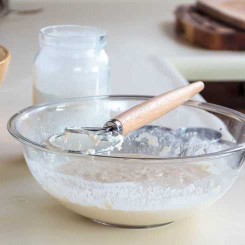 Danish Dough Whisk - 13" Dutch Whisk with Stainless Steel Ring - Baking Tool for Bread, Pastry or Pizza Dough,