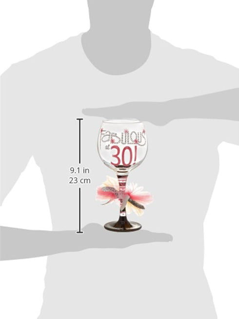 Mud Pie 119094 Fabulous at 30 Wine Glass