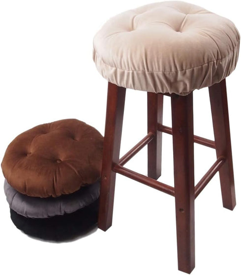 2 Pack 14 Inch Augld Bar Stool Cushions with Elastic Band Stool Cover Black