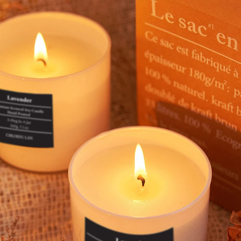 Chloefu LAN Lavender and Vanilla Candle, Highly Scented Soy Candles for Home, 7.1oz, 45 Hour Burning, 2 Pack
