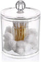 Hipiwe Cotton Ball and Swab Organizer with Lid, Acrylic Jar Makeup Qtip Organizer for Bathroom Storage Canister Jar