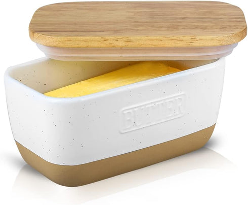 HVH Ceramic Butter Dish with Lid for Countertop, Airtight Butter Keeper with