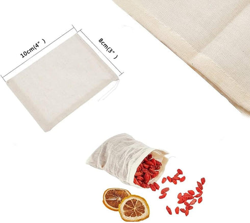 AKOAK 20 Pcs 4 x 3 Inches Muslin Drawstring Bags,Natural Unbleached Cotton Spice/Tea/Herbs Bags