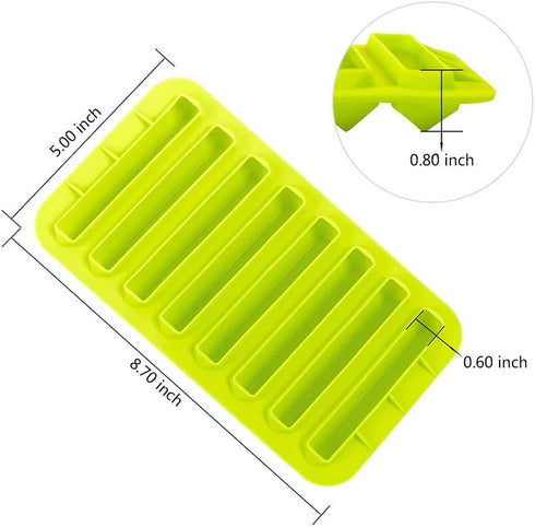 Webake 2 Pack Ice Stick Cube Trays Silicone Molds 8 Cavity for Water Bottles and Cocktails (Blue+Green)