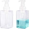 UUJOLY Foaming Soap Dispenser, 450ml (15oz) Refillable Pump Bottle for Liquid Soap, Shampoo, Body Wash (2 Pcs) Clear