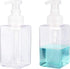 UUJOLY Foaming Soap Dispenser, 450ml (15oz) Refillable Pump Bottle for Liquid Soap, Shampoo, Body Wash (2 Pcs) Clear