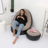 iayokocc Inflatable Lounge Chair for Adults, Folding Portable Lazy Sofa with Foot Stool Lazy Flocking Recliner Chair