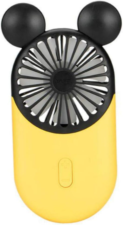 Cute Personal Mini Fan, Handheld & Portable USB Rechargeable Fan with LED Light, 3 Adjustable Speeds, Portable Holder