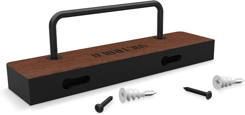 Vinyl Record Display Holders by Victrola, Set of 2 with Black Metal Accents, Wall Mountable (Pair, Espresso)