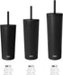 Simple Modern Insulated Tumbler with Lid and Straw, 24oz Iced Coffee Cup, Midnight Black