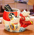 EatingBiting Fortune Japanese Lucky Beckoning Cats Maneki Neko Flower Pot Vase Pen Holder, Ceramic Pencil Holder