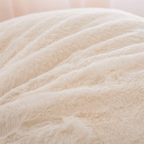 NTBED Reading Pillow Faux Fur Bed Wedge Backrest with Arms,Couch TV Relax Bed Rest Pillow Back Support Cushion for Kids
