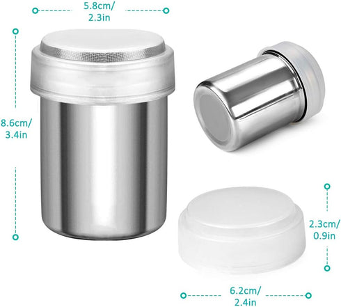 Accmor 6 1 Pack Powdered Sugar Shaker Duster, Cinnamon Shaker Flour Shaker Sifter, Fine Mesh Stainless Steel Dredge