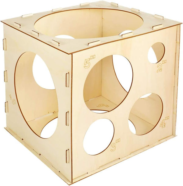 Pllieay 9 Sizes Collapsible Wood Balloon Sizer Cube Box for Balloon Decorations, Arches, Columns (2-10 Inch)