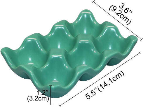 Ceramic Egg Holder Egg Tray Porcelain Fresh Egg Holder for Fridge Countertop Kitchen Storage Half Dozen 6 Cups by Bealuffe