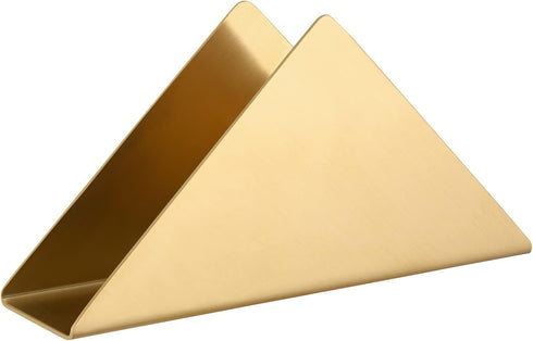 Gold Stainless Steel Napkin Holder, Modern Triangle Cocktail Napkin Dispenser Organizer for Kitchen Countertops and