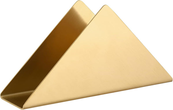 Gold Stainless Steel Napkin Holder, Modern Triangle Cocktail Napkin Dispenser Organizer for Kitchen Countertops and