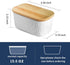 KOOV White Porcelain Large Butter Dish with Lid, Airtight Container with Oak Lid for 2 Sticks of Butter