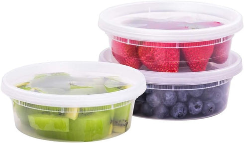 TashiBox 8 oz Plastic Food Storage Containers, 50 Sets with Lids, Airtight, BPA Free, Microwave/Dishwasher Safe