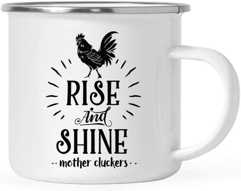 Andaz Press 11oz. Stainless Steel Hot Chocolate Campfire Coffee Mug, Rise And Shine Mother Cluckers, 1-Pack, Chicken