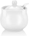 TkoYuHm 7oz Farmhouse White Ceramic Sugar Bowl with Lid and Spoon Salt Container