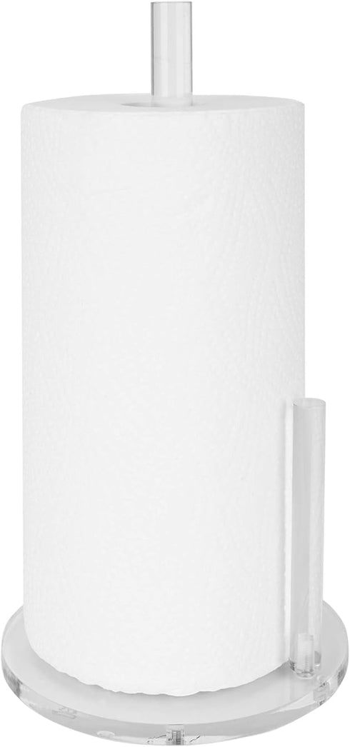 Clear Acrylic Paper Towel Holder, Premium Countertop Dispenser Stand for Kitchen, One-Handed Manipulation (DP014)
