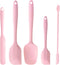 5 Piece Pink Silicone Spatula Set, Heat Resistant Rubber Utensils for Nonstick Cookware Baking