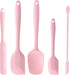 5 Piece Pink Silicone Spatula Set, Heat Resistant Rubber Utensils for Nonstick Cookware Baking
