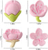 4PCS 3D Tulip Plant Flower Fridge Magnets for Cabinet Bulletin Board Decoration, Pink Cherry Flower PVC Magnet