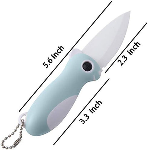 3 PACK Ceramic Paring Knife, Folding Pocket Knife, Super Sharp 2.3 Inch Blade for Fruit Peeling & Vegetable Cutting