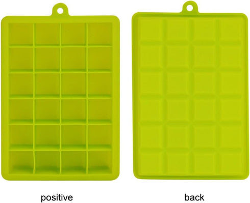 Ice Cube Tray, Silicone Square Ice Trays Easy Release Stackable Ice Cube Mold with Removable Lid, 24 Cavity (2 Pack,