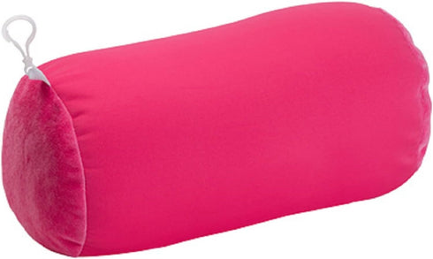 Microbead Bolster Tube Travel Pillow, Compact Neck Roll, Soft Lumbar Support, Pink