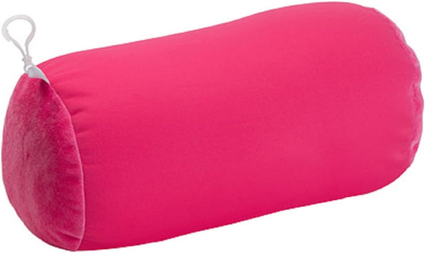 Microbead Bolster Tube Travel Pillow, Compact Neck Roll, Soft Lumbar Support, Pink