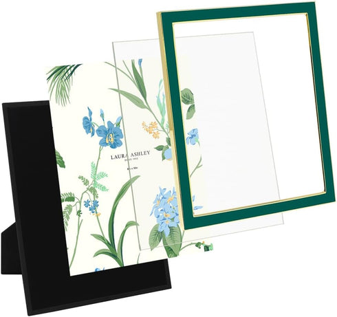 8x10 Countertop, (8x10, Laura Ashley Hunter Green Enamel Picture Frame, Gold Metal Edge with Easel, for Tabletop