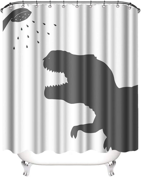 Animal Dinosaur Fabric Shower Curtain, Waterproof Polyester Fabric Bathroom Set with Hooks, 72x72IN