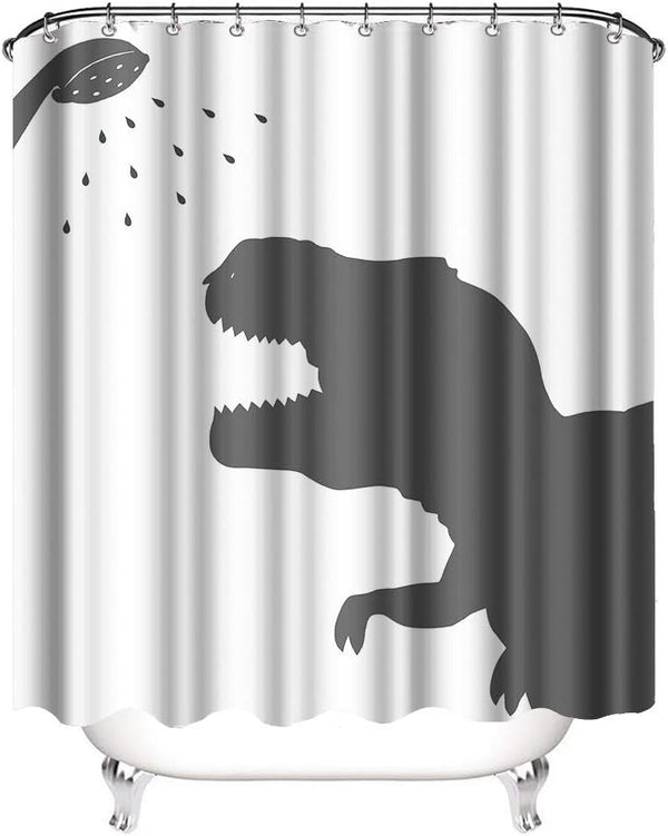 Animal Dinosaur Fabric Shower Curtain, Waterproof Polyester Fabric Bathroom Set with Hooks, 72x72IN