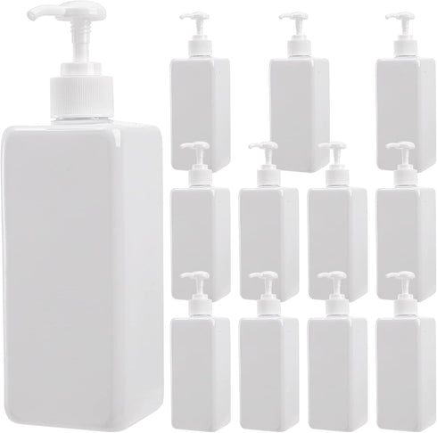 Okllen 12 Pack 16 Oz Plastic Pump Bottles, Empty Refillable Liquid Soap Dispenser for Shampoo, Lotion, Cleaning