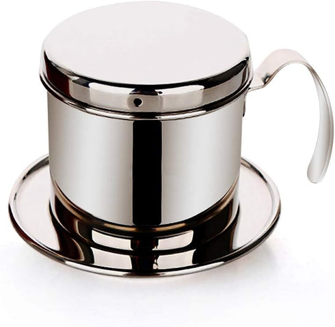 Vietnamese Coffee Drip Filter, Stainless Steel Pour Over Coffee Dripper, Portable Infuser for Camping (Silver)