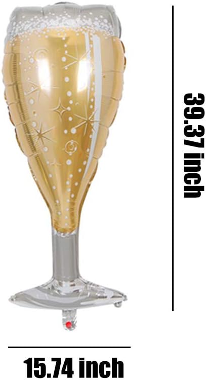 4PCS Champagne Bottle Balloons and Champagne Glass Mylar Foil Balloons for Birthday Engagement Bachelorette Party