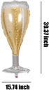 4PCS Champagne Bottle Balloons and Champagne Glass Mylar Foil Balloons for Birthday Engagement Bachelorette Party