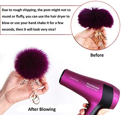 Faux Fur Pom Pom with Elastic Loop DIY, 12pcs Fluffy Pompom Ball for Knitted Accessories (Brown)