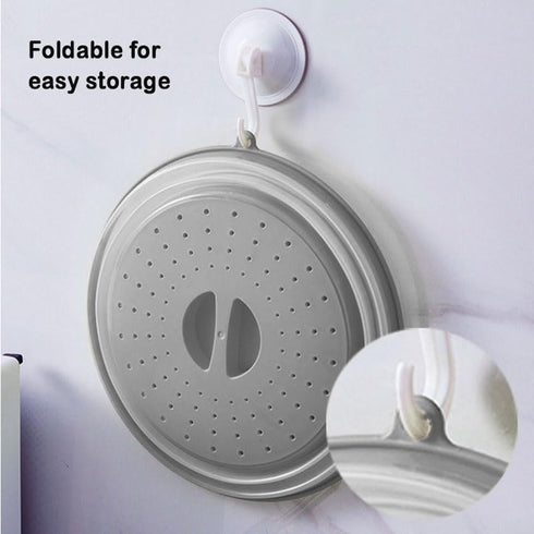 Microwave Lid,Foldable Microwave oven Cover for Food, Safe and Free of BPA Plastic and Silicone, Multi-purpose Kitchen Tool splash cover. Can be washed with Water or Dishwasher. (Gray) by Tourvee