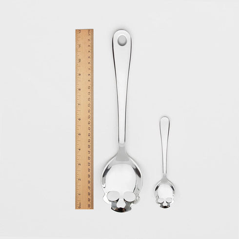 Suck UK Skull Serving Spoon, Stainless Steel Kitchen Utensils for Gothic Home Decor, Slotted Cooking Spoon