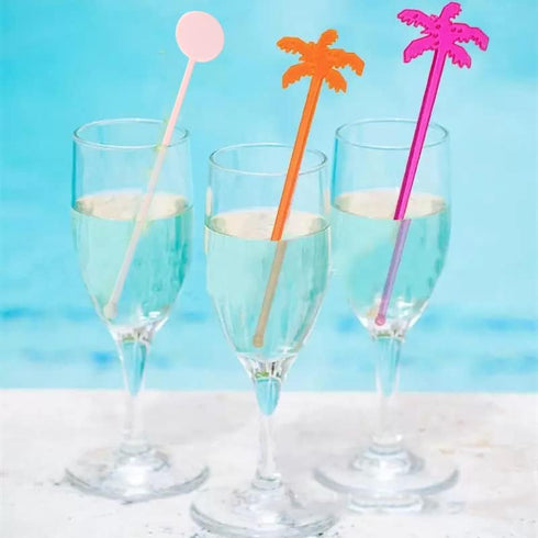 FOYARA 7 Inches Cocktail Swizzle Stick, Disc Top Drink Stirrers, Pack of 50 Plastic Stirrers